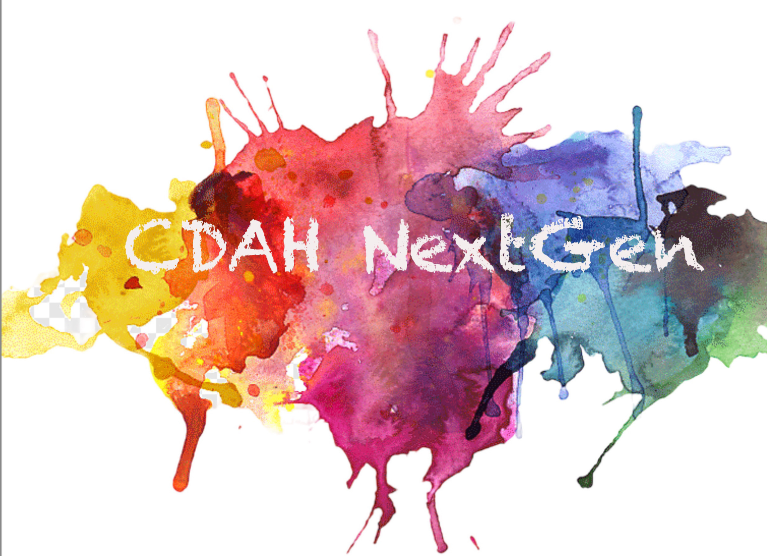 CDAH Next Gen logo, colour splatters